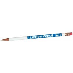 Library Pencil White/Blue Imprint Pk/144