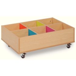 6 Bay Kinderbox with Wheels and Coloured Inner Panels