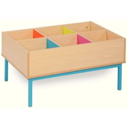6 Bay Kinderbox with Legs and Coloured Inner Panels