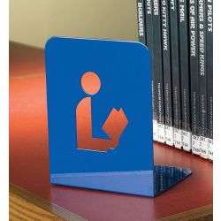 Laser Cut Book Supports with Library Logo Blue