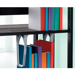 Suspended Book support for Flat Fronted Shelf