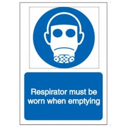 Wear Respirator When Emptying Safety Sign