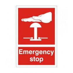 Emergency Stop Sign 250 x 100mm