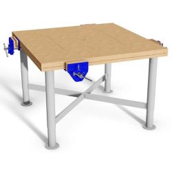 Craftwork Bench - Height Adjustable (1200x1200mm) - Beech Top - 4 x 7inch Woodwork Vices