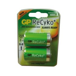 Rechargeable Batteries, GP ReCyko, C Type, Pack 2