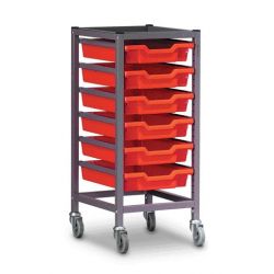 Gratnells Trolley 1 Col Flame Red Trays