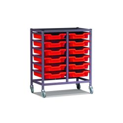 Gratnells Trolley 2 Col Flame Red Trays