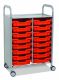 Callero Plus Trolley, 16 Shallow Flame Red Trays