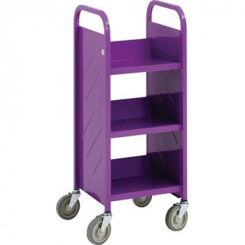 Demco® LibraryQuiet™ 3 Sloping Shelf Slimline Book Trolley
