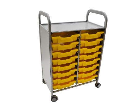 Callero Plus Trolley, 16 Shallow Sunshine Yellow Trays