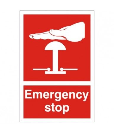 Emergency Stop Sign 75 x 100mm